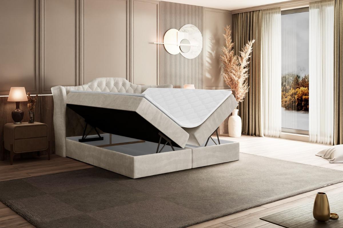 BOXBETT mit Matratze H3 und Lattenrost - VILA - 140x200 cm Ecru - Ecru, Holzwerkstoff (140/200cm) - ALTDECOR