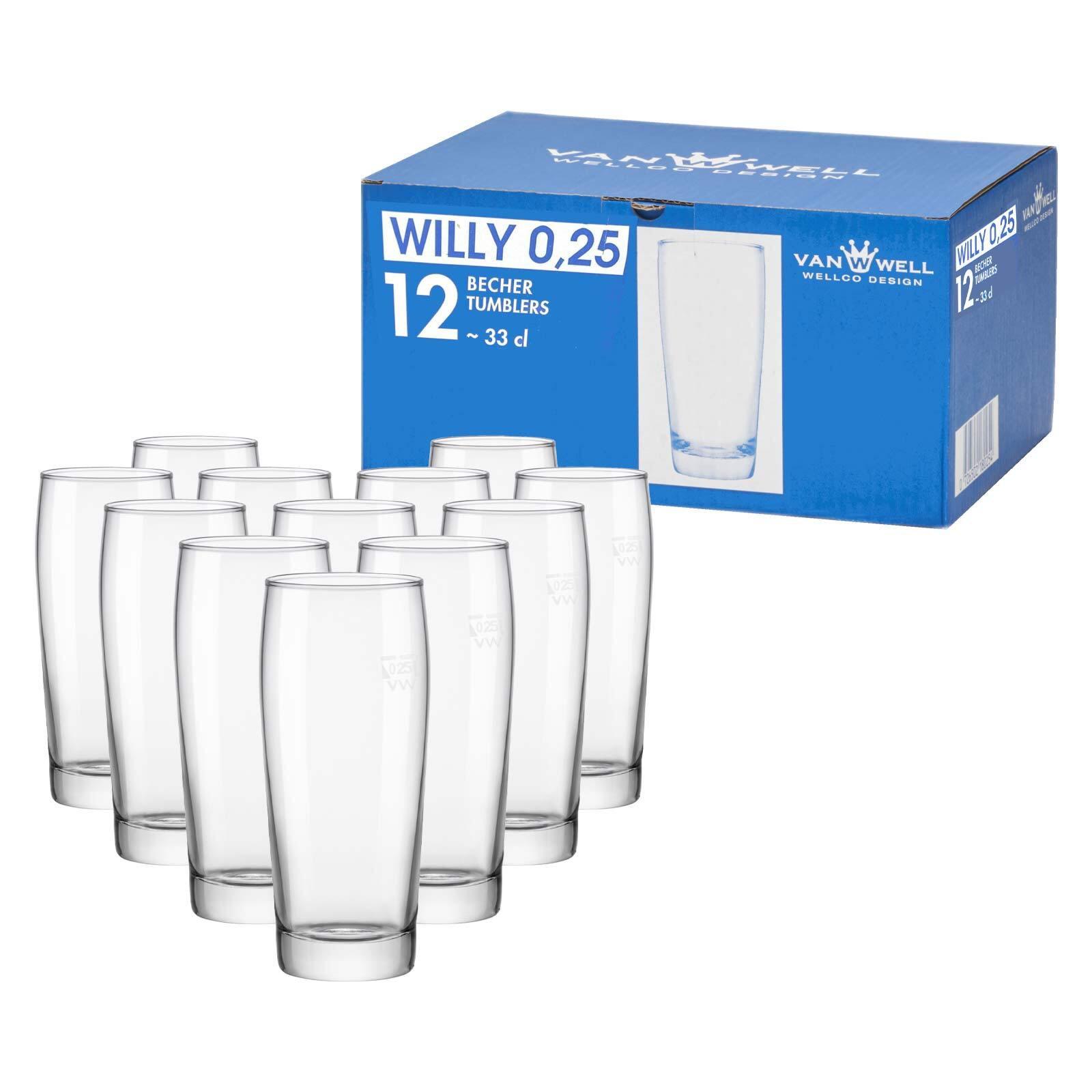 WILLI BECHER GEEICHT Willy transparent 0,25 l 12er Set - Transparent, Glas (0.25L) - Van Well