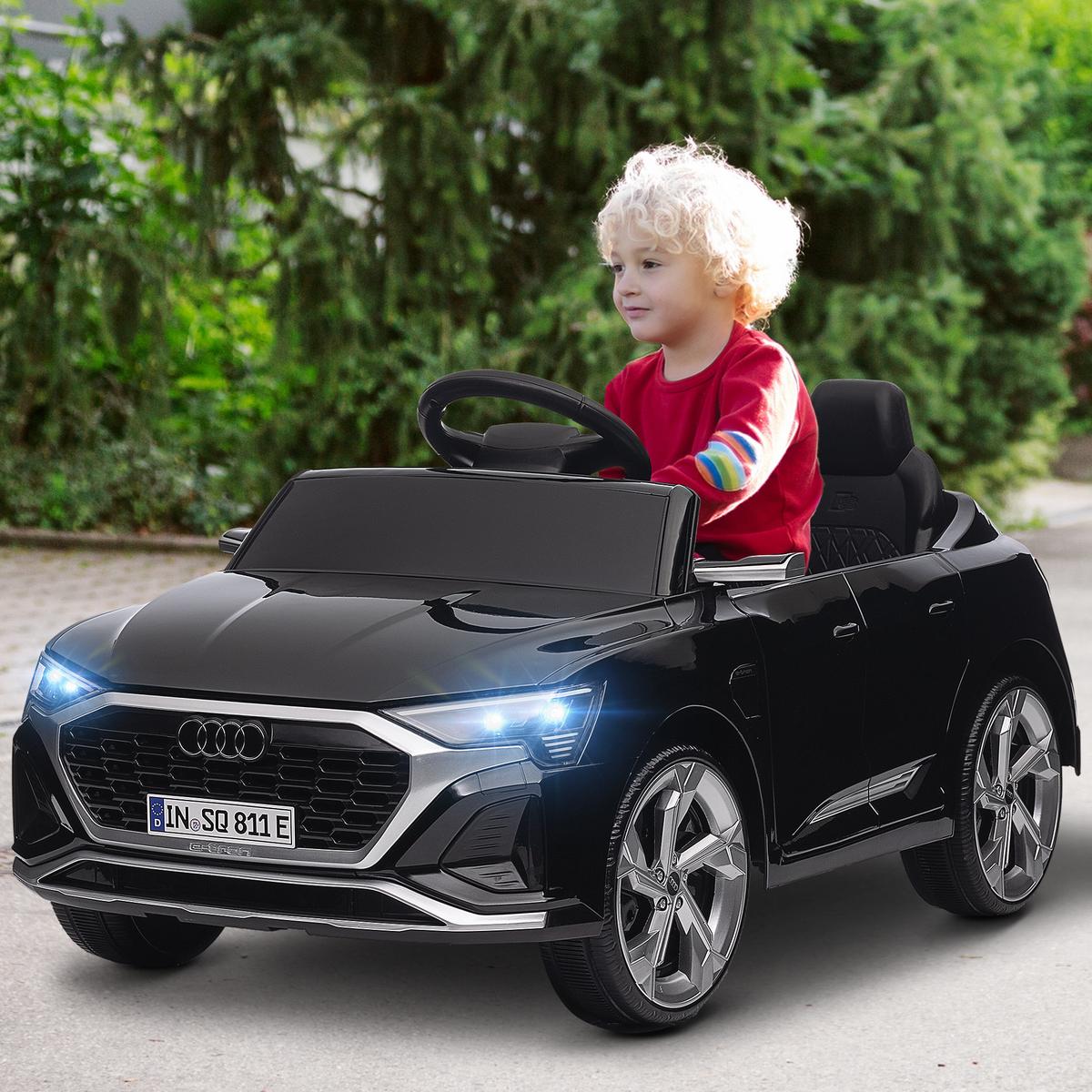 KINDER-ELEKTROAUTO mit Fernbedienung, MP3, Musik & Hupe - Schwarz, Kunststoff (98/49.5/43cm) - AIYAPLAY