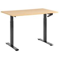 SCHREIBTISCH manuell höhenverstellbar 120/72 cm Schwarz/Hellbraun Destines - Hellbraun/Schwarz, Holzwerkstoff/Metall (72/120/74cm) - Beliani