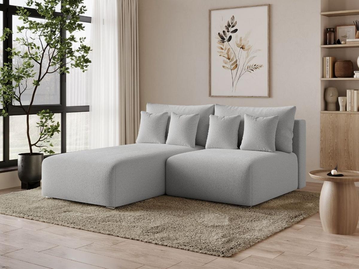 ECKSOFA Ronni Bouclé-Stoff Grau Links - Grau, Holz/Textil (206/190cm) - Graingold