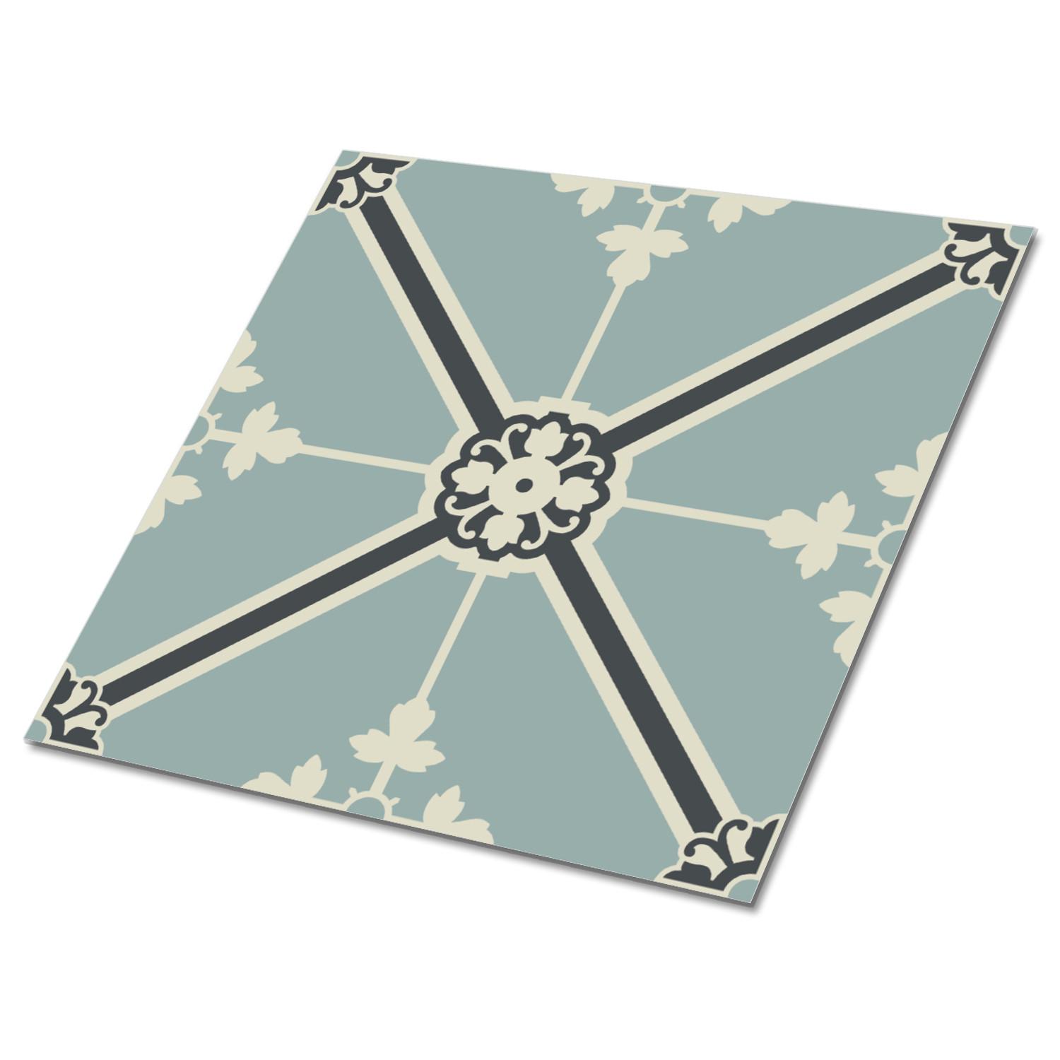FLIESENAUFKLEBER 9 Stück 30x30 cm selbstklebend Königliches Ornament - Grau, Textil (30/1.6/30cm) - TULUP