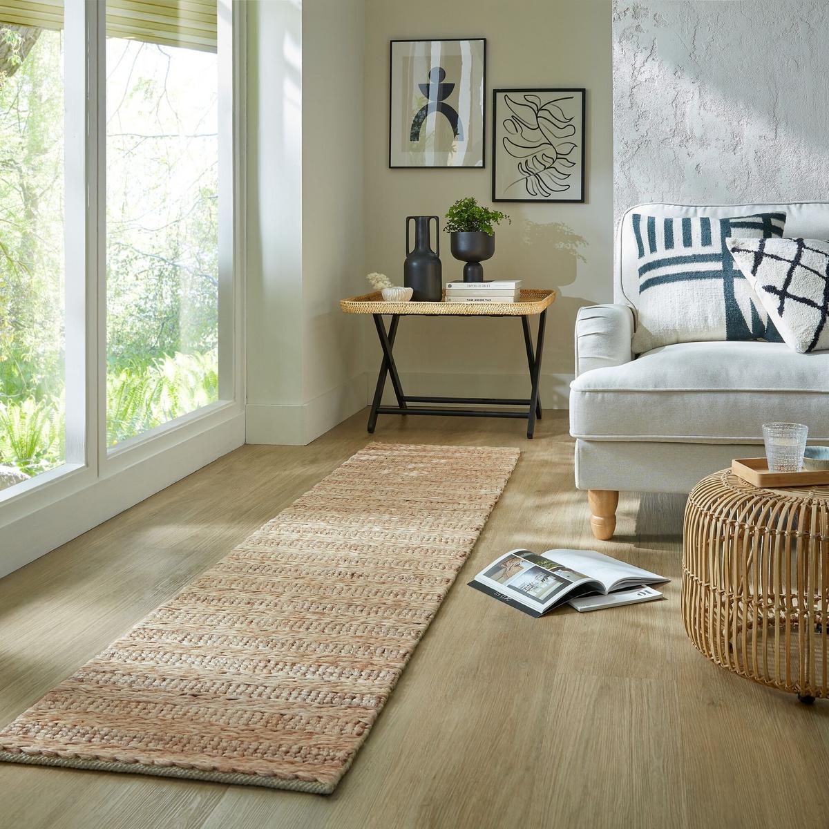 TEPPICH handgewebt CHASE, mit Struktur, aus Kenaf, Natur, 60 x 230 cm - Beige, Textil (230/60cm) - KADIMA DESIGN
