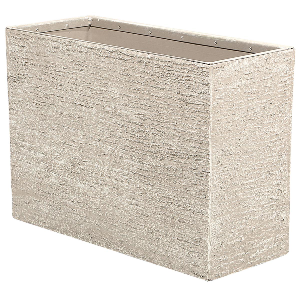 BLUMENTOPF hellbeige rechteckig 29/70/50 cm Edessa - Beige, Stein (50cm) - Beliani