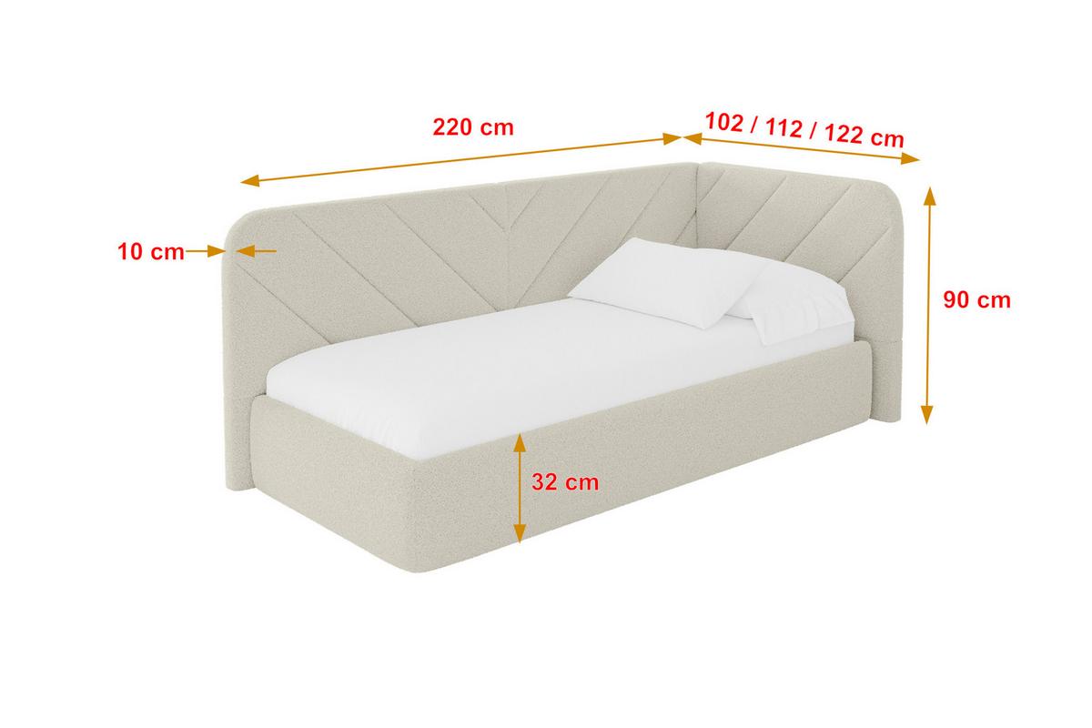 EINZELLBETT Jugendbett mit Bettkasten, Links - FIKY 80x200 Beige - Champagner, Holzwerkstoff/Textil (80/200cm) - ALTDECOR