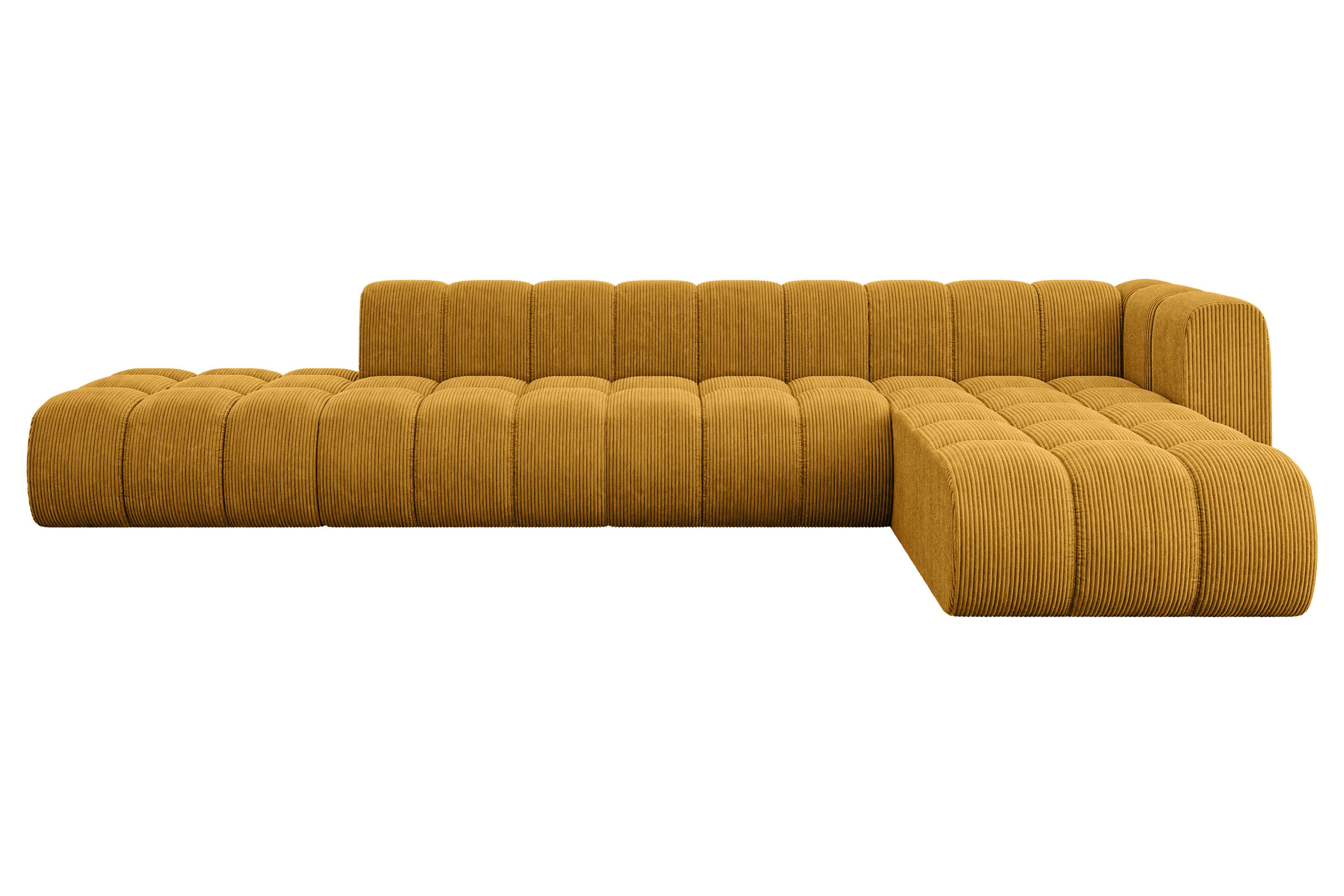 ECKSOFA modulares Sofa Zuvon-L2 - 387x177x70 cm Senfgelb - Currygelb, Holzwerkstoff/Textil (387/177cm) - ALTDECOR
