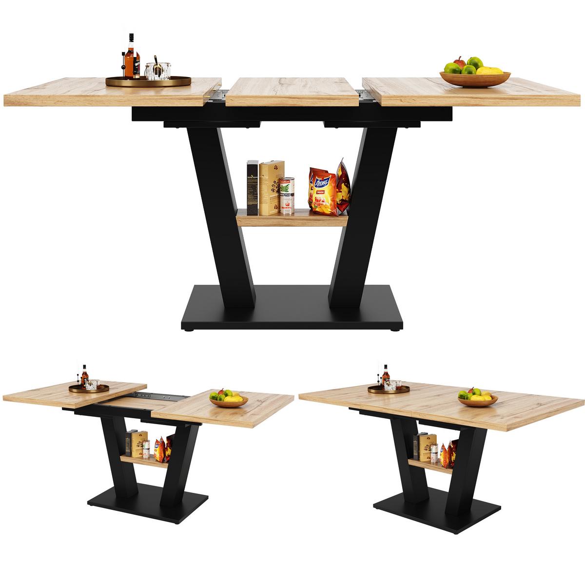 ESSTISCH Schwarzes und natürliches Holz 157/70/75 cm - Weiß, Holz/Metall (70/157/75cm) - Urban Meuble