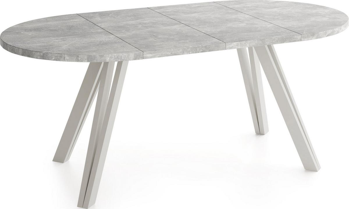 ESSTISCH Ravero runder ausziehbarer, Beton grau 100-180/100/77 cm - Kaschmir/Beige, Holz/Holzwerkstoff (100/180/76.5cm) - WFL GROUP