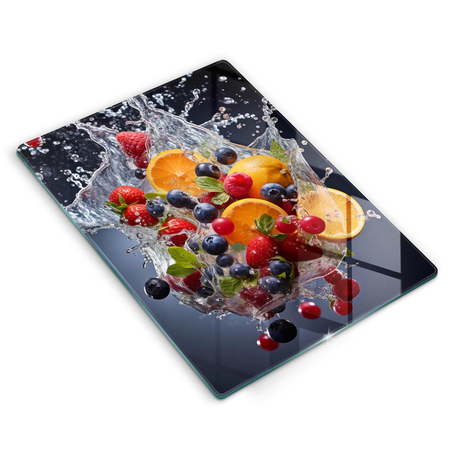 GLASPLATTE 40x52 cm Früchte im Wasser - Multicolor, Glas (40/52cm) - Wallfluent
