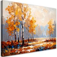 LEINWANDBILD Birkenwald Landschaft 100x70cm - Beige, Textil (100/70cm) - Feeby