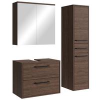 BADMÖBEL-SET Florence 3 Teile Walnuss Braun - 60 x 35 x 51 cm - Eichefarben, Holz (60/47/35cm) - Badplaats