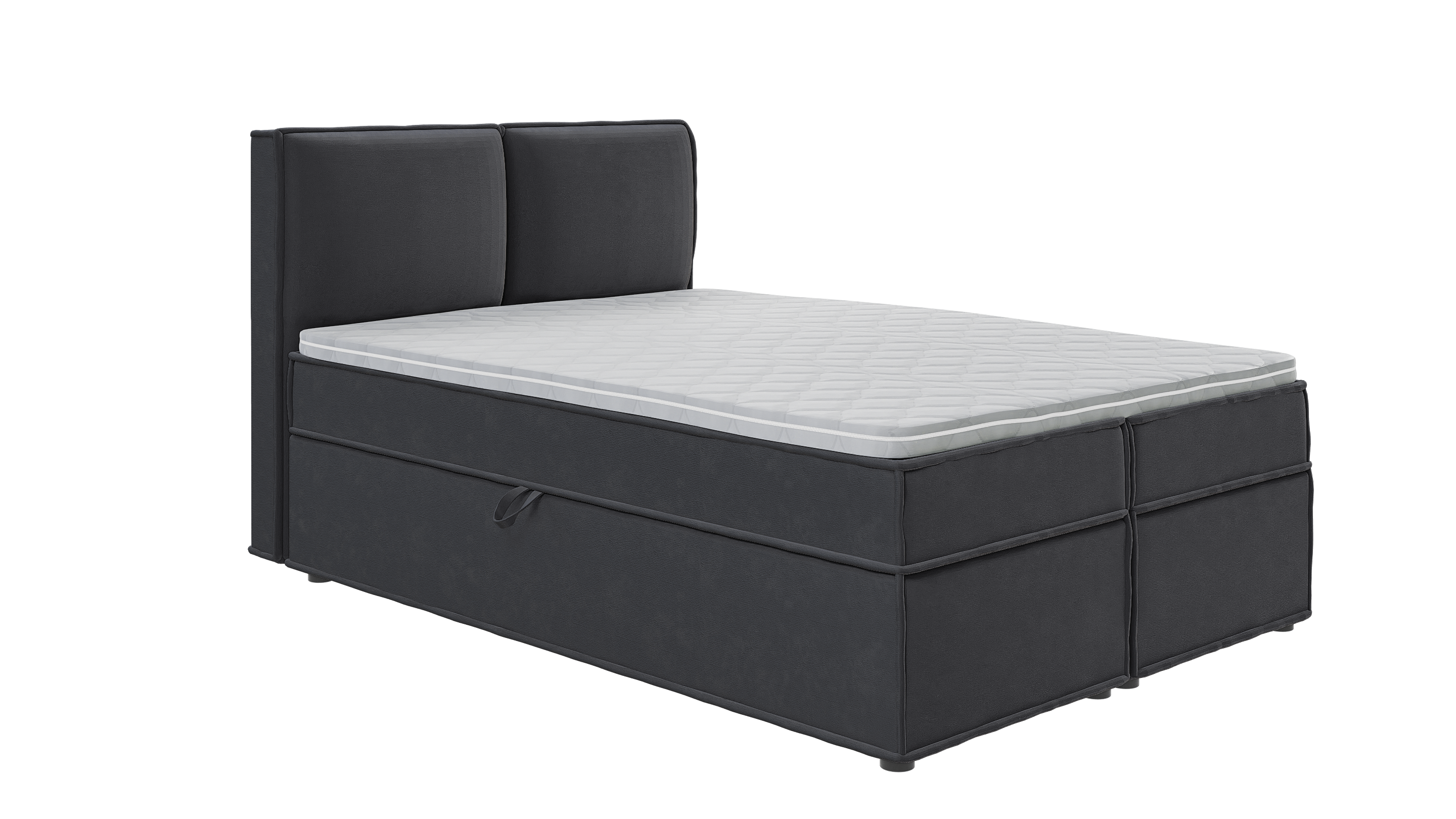 BOXBETT Eclipse 140/200 cm Graphit Luxusmicrofaser - Graphitfarben/Schwarz, Holz/Kunststoff (140/200cm) - S-Style