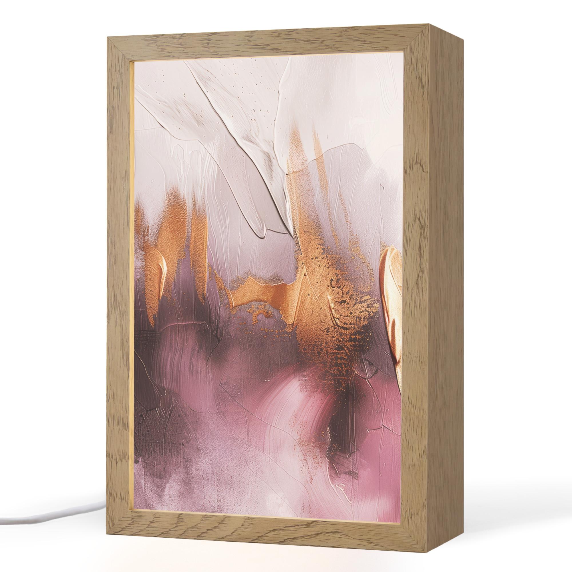 TISCHLEUCHTE Lila - Abstrakt - Farbe - Gold 20x30 cm - Baltimorefarben, Holzwerkstoff (8/20/30cm) - OnlyWow
