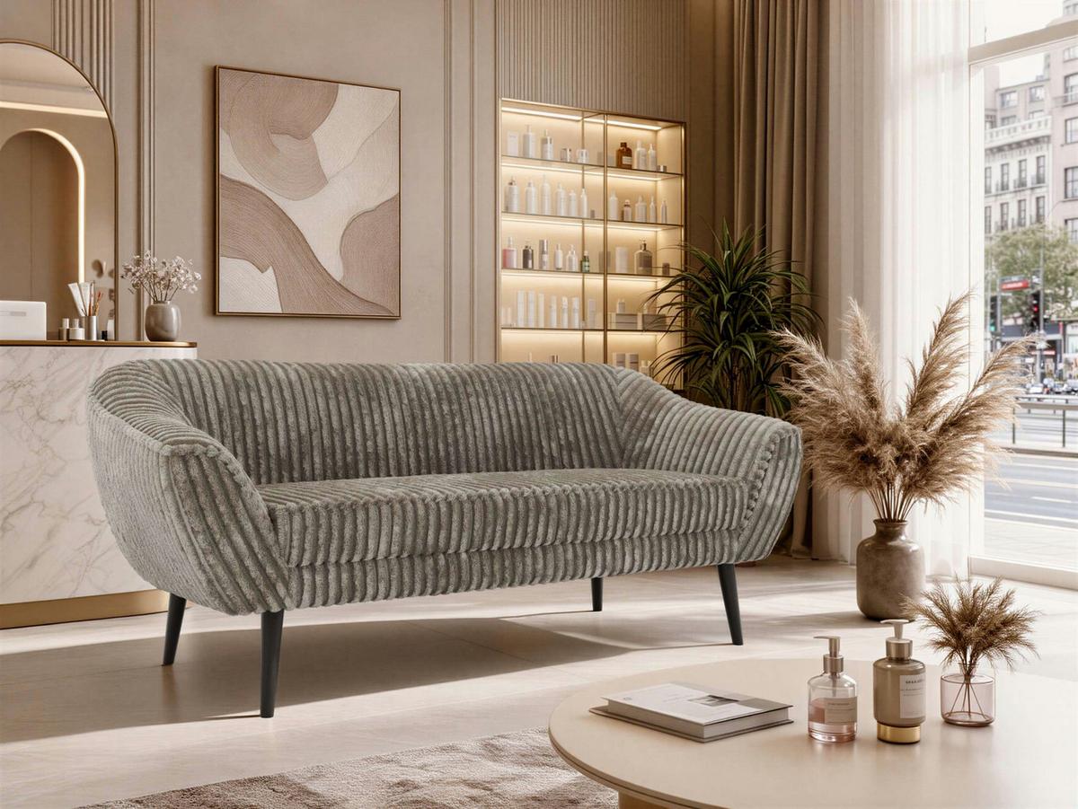 3-SITZER-SOFA PIRS - Hellbraun Cord - Schwarze Beine - Hellbraun/Schwarz, Holzwerkstoff/Textil (180/75/74cm) - MKS