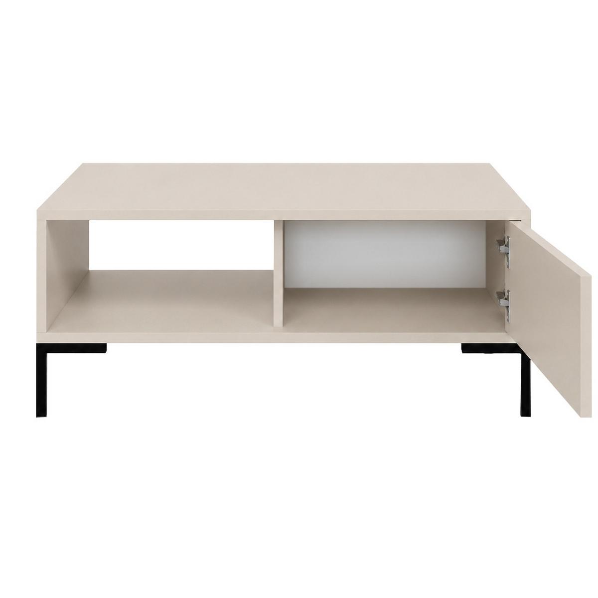 COUCHTISCH Selena mit Schublade und offenem Fach, Metallfüße, Selbstschließer, Kaschmir, 100x60 cm - Kaschmir/Schwarz, Holzwerkstoff/Metall (60/100/47cm) - Beautysofa