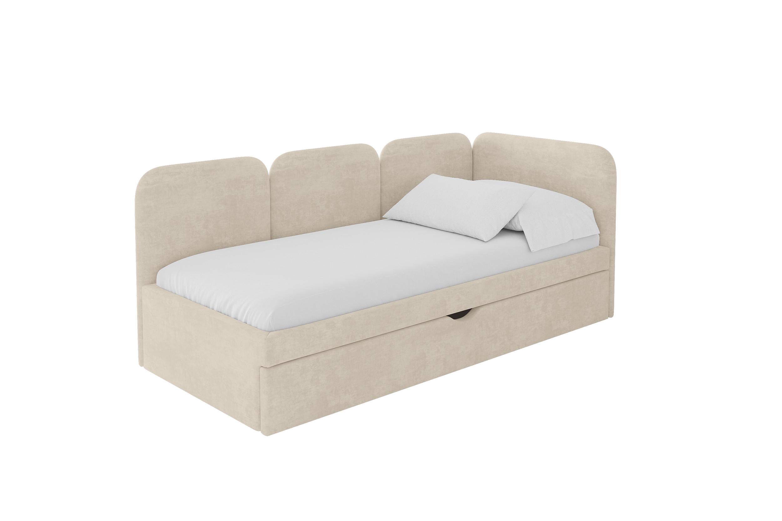 EINZELLBETT Jugendbett mit Bettkasten, Links - ALVY 100x200 Beige - Beige, Holzwerkstoff/Textil (100/200cm) - ALTDECOR