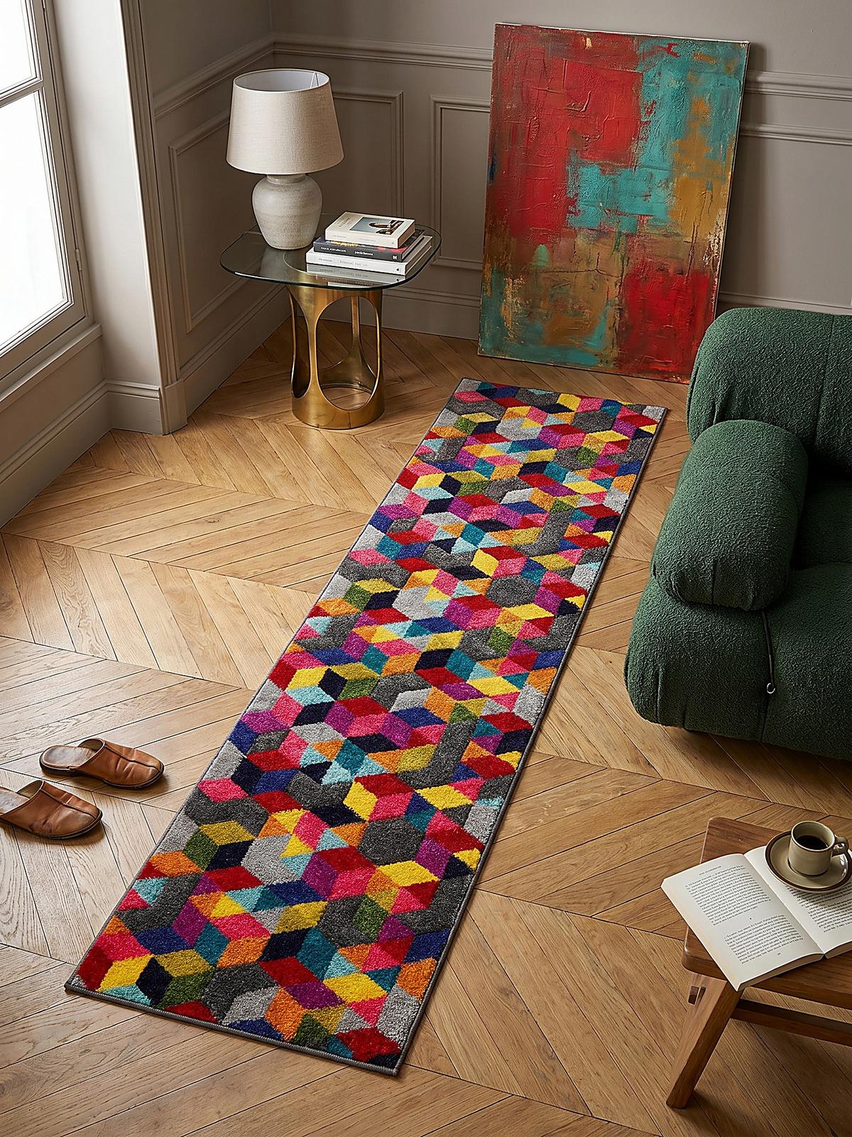 TEPPICH MEON, geometrisch, aus Polypropylen, Bunt, 66 x 230 cm - Multicolor, Textil (66/230cm) - KADIMA DESIGN