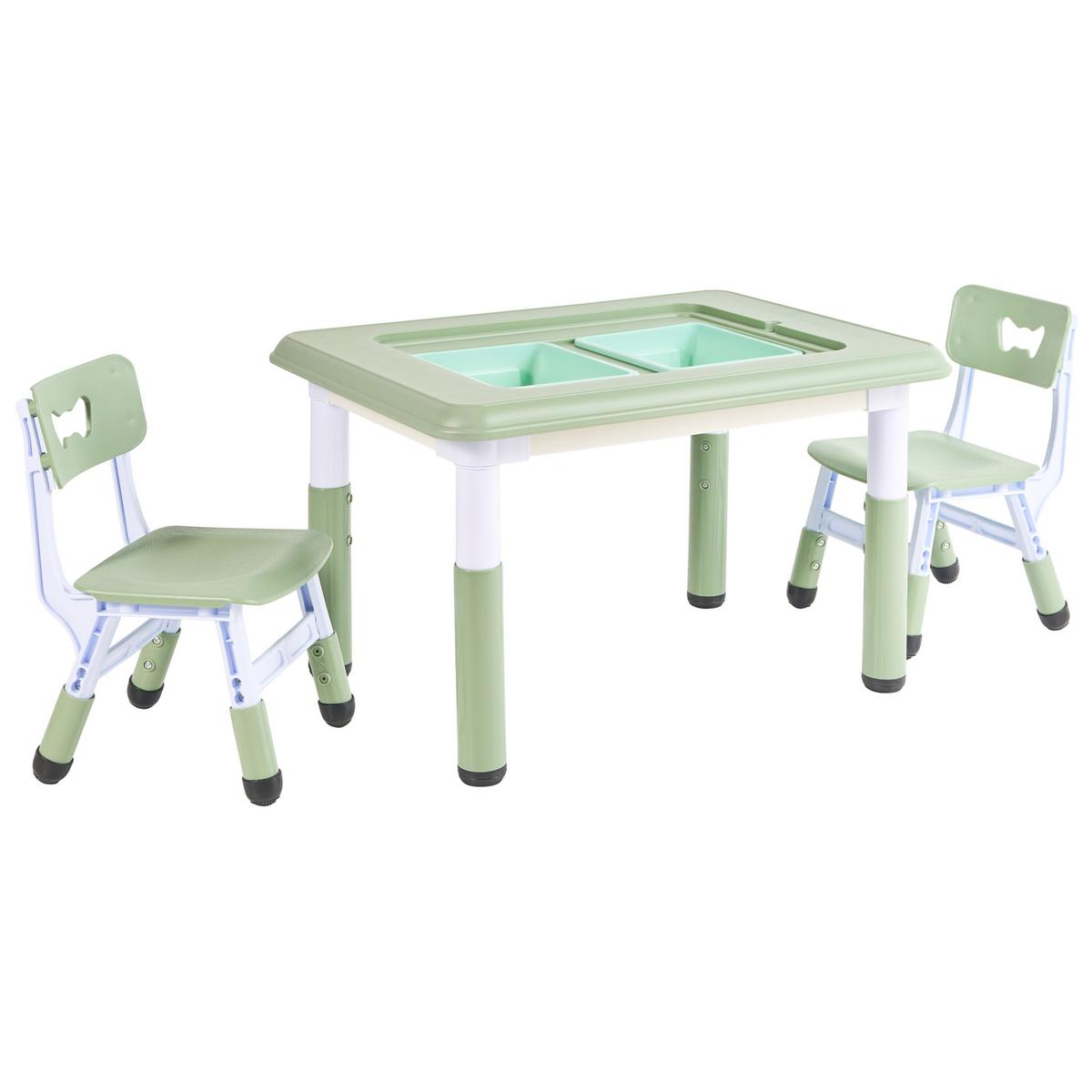 KINDERTISCH mit Stühlen Grün Bondo - Weiß/Grün, Kunststoff (82/51/62cm) - Beliani
