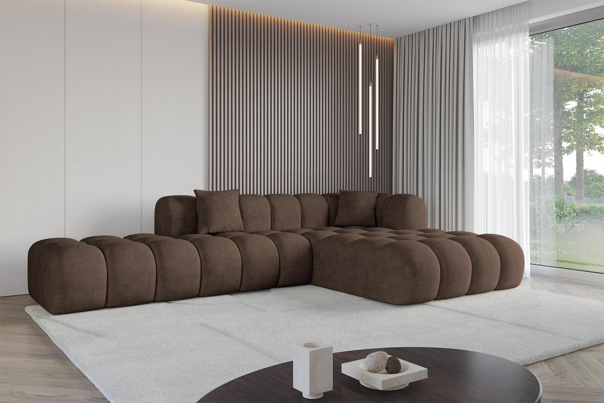 ECKSOFA Ottomane Rechts OLEA-L2 - 289x176x71 cm Braun - Schwarz/Braun, Holzwerkstoff/Kunststoff (289/176cm) - ALTDECOR