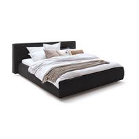 POLSTERBETT CARLO Schwarz Flachgewebe - Schwarz, Textil (160/200cm) - KAWOLA