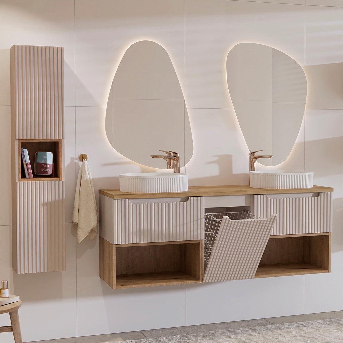 BADMÖBEL 160.4cm Riva 2er-Set Kaschmir - Beige, Holzwerkstoff (160.4/60/40cm) - Petits-meubles