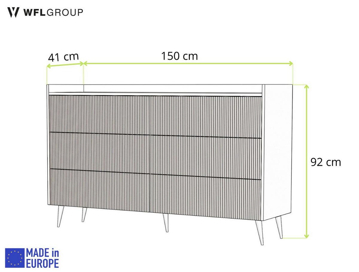 KOMMODE Arysa in Beige Kaschmir 92/150/41 cm - Kaschmir/Beige, Holzwerkstoff/Metall (150/92/41cm) - WFL GROUP