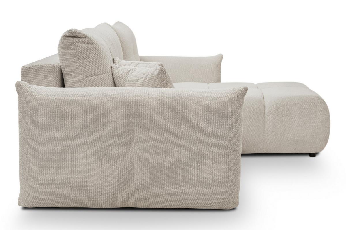 ECKSOFA MODA E Beige Geflochtener Stoff mit Schlaffunktion - Beige, Holz (257/177cm) - MASSENO