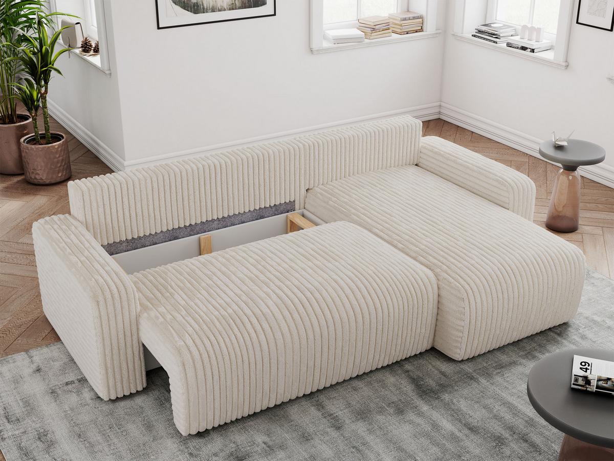 ECKSOFA ARGOS Beige Cord - Beige/Schwarz, Kunststoff/Textil (245/150cm) - MKS