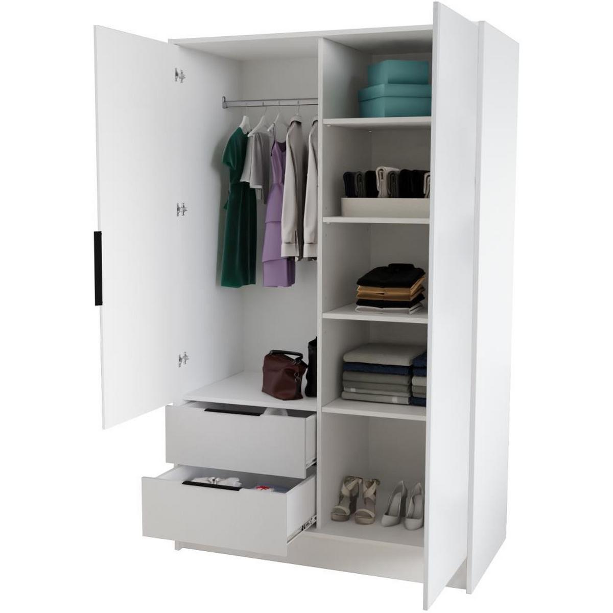 DREHTÜRENSCHRANK Nero 100/51/200 cm mit Lamellen schwarz+weiß - Schwarz/Weiß, Holzwerkstoff (100/200/51cm) - Beautysofa