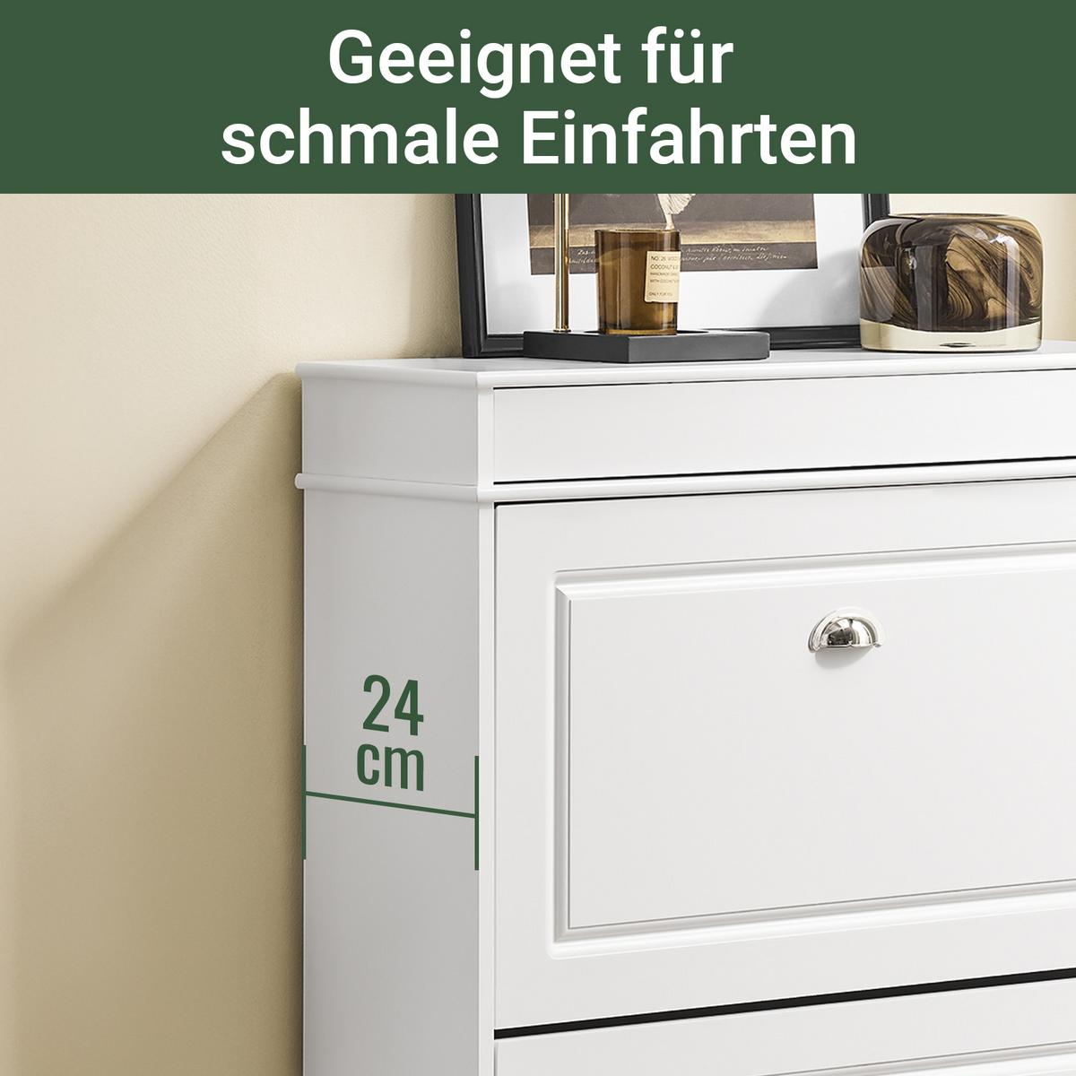 SCHUHSCHRANK mit 2 Klappen, Weiß 75x96x24cm - Weiß, Holzwerkstoff (75/96/24cm) - SoBuy