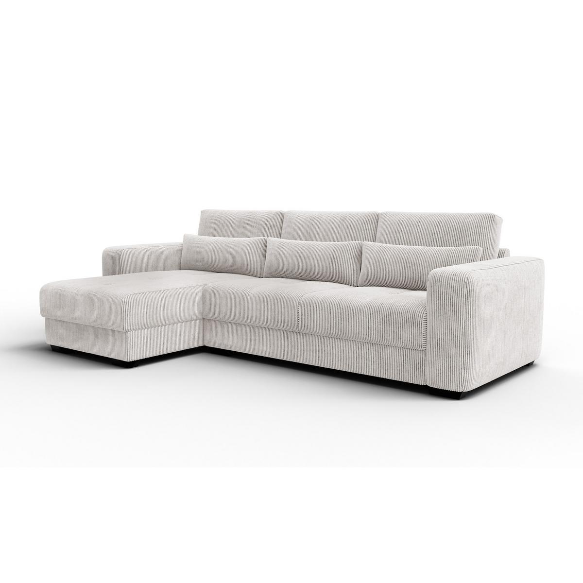 ECKSOFA OLI 4-Sitzer links, perlweiß - Weiß, Holz/Textil (295/172cm) - Wozimo