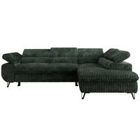 ECKSOFA PABLO L Grün Cord - Rechts Seite - Schwarz/Grün, Textil/Metall (273/208cm) - MKS