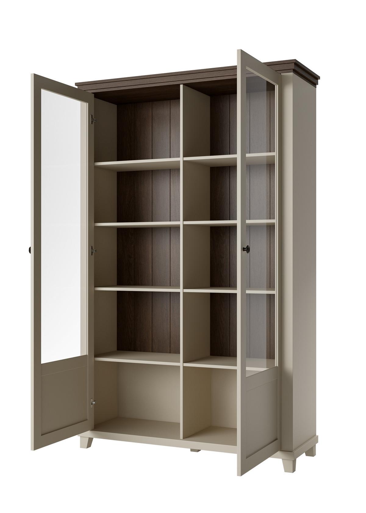 VITRINE EVANDRO 200 / 126 cm in Beige - Beige, Holzwerkstoff (126/200/42cm) - MASSENO