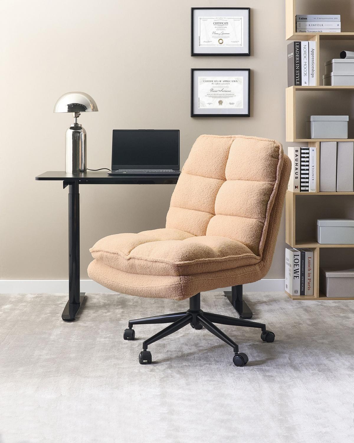 BÜROSTUHL Bouclé Pfirsichrosa Addison - Pink, Textil (56/98/64cm) - Beliani