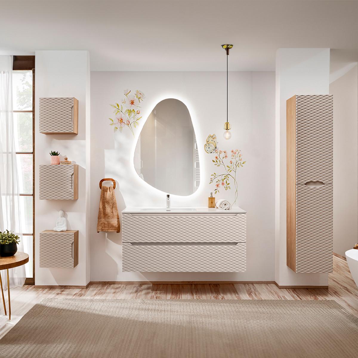 WASCHTISCHUNTERSCHRANK 120cm Elora Beige und Holz - Braun, Holzwerkstoff (120/57/46cm) - Petits-meubles
