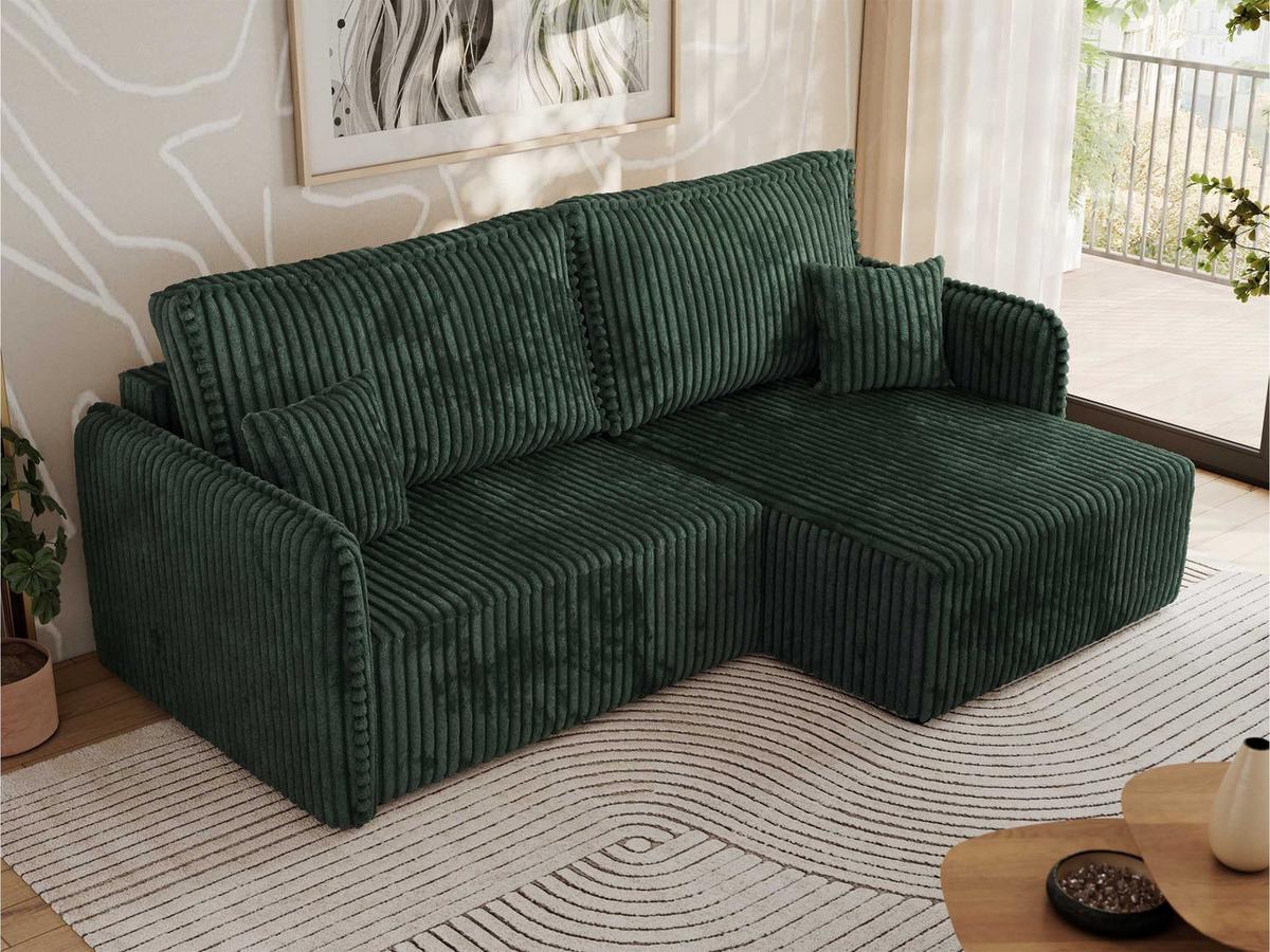 ECKSCHLAFSOFA MESTO L Grün Cord - rechts - Schwarz/Grün, Kunststoff/Textil (147/227cm) - MKS