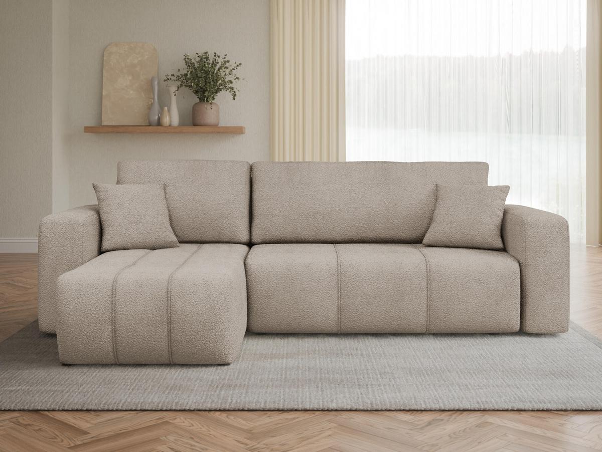 ECKSOFA Furyn Boucle - Schwarz/Braun, Holzwerkstoff/Kunststoff (244/145cm) - MIRJAN24