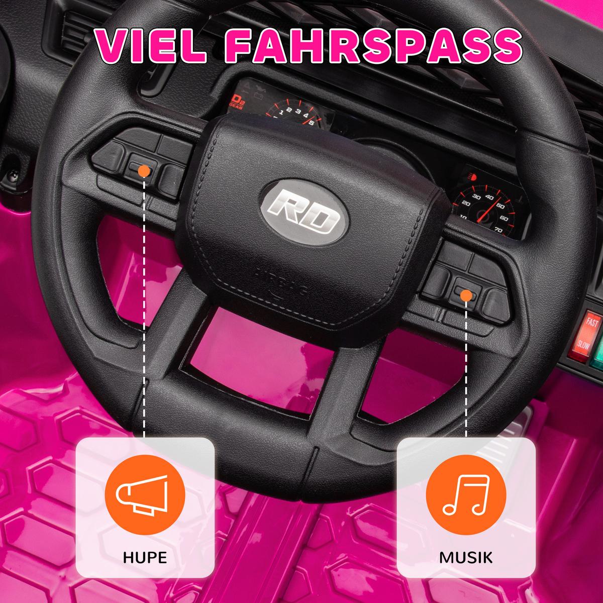 KINDER Elektroauto 12V Kinderauto Elektrisch mit 2,4 GHz Fernbedienung 2 Motor - Rosa, Metall (95/62.5/65cm) - AIYAPLAY