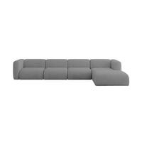 ECKSOFA Ottomane Rechts MIRA-L3 409x179x70 Grau Velours - Schieferfarben/Schwarz, Holzwerkstoff/Kunststoff (409/179cm) - ALTDECOR