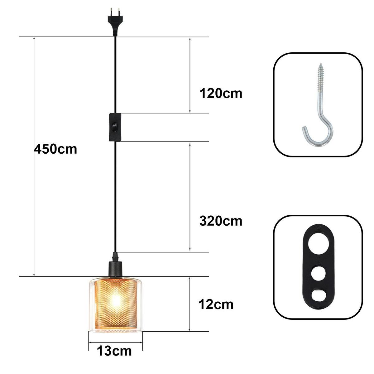 PENDELLEUCHTE BERRY Ⅲ 13/12/450 cm - Schwarz, Metall (13/12/450cm) - Nettlife