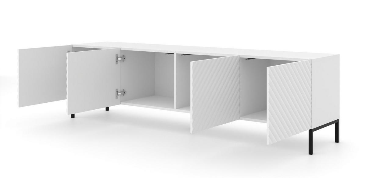 TV LOWBOARD Weiß, Schwarz 200/56/42 - Schwarz/Weiß, Holzwerkstoff (200/56/42cm) - RAUMHIRSCH FURNITURE