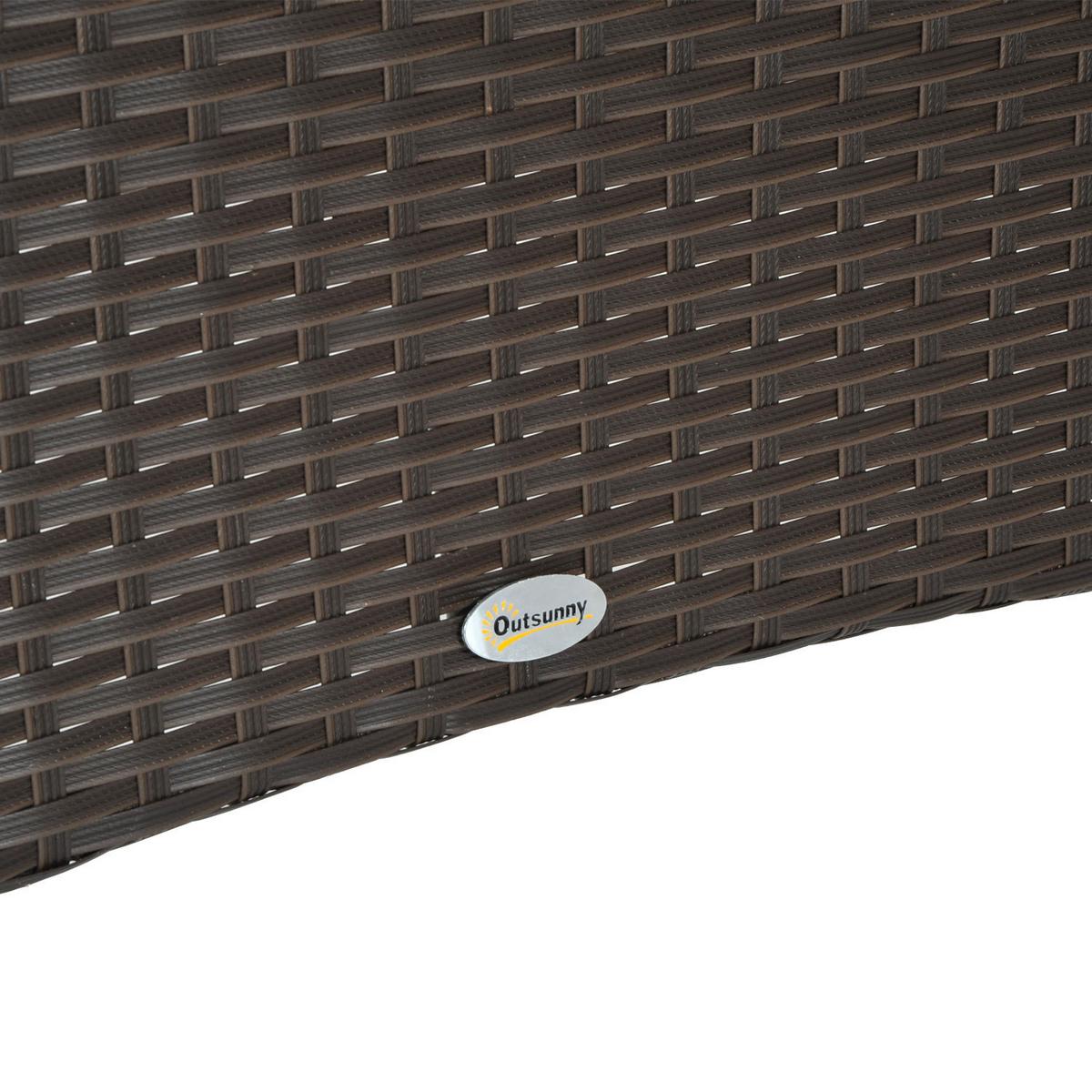 ESSTISCH, Braun + Schwarz, Metall, Sicherheitsglas, Polyrattan - Braun, Kunststoff (150/85/74cm) - Outsunny