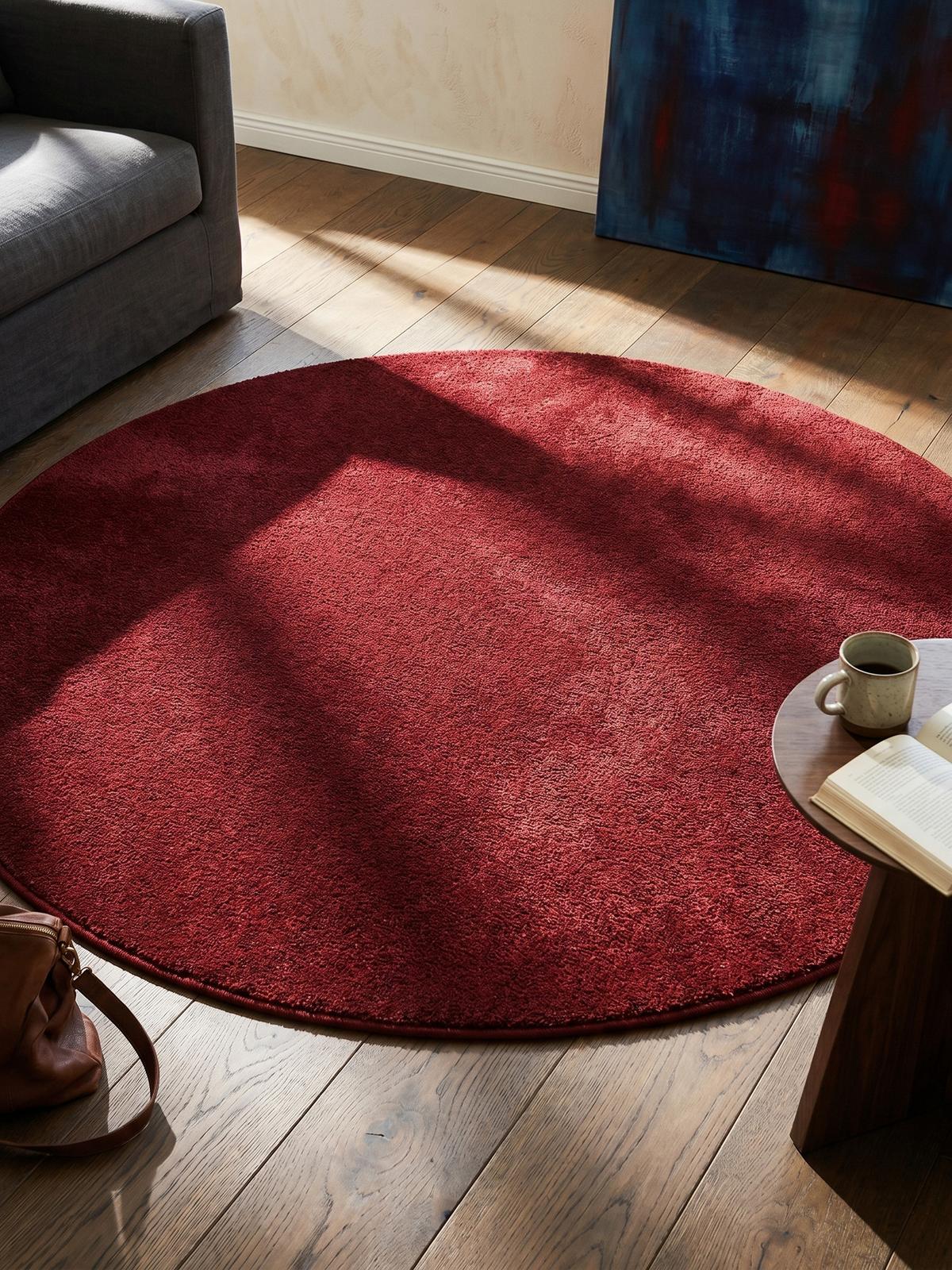 TEPPICH Kurzflor MAIN in Rot, einfarbig, Ø 120 cm - Rot, Textil (120/120cm) - KADIMA DESIGN