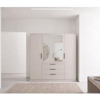 DREHTÜRENSCHRANK OBERON 196/200/57,5cm 4-türig mit Spiegel Kaschmir - Kaschmir, Holzwerkstoff (196/200/57.5cm) - MASSENO