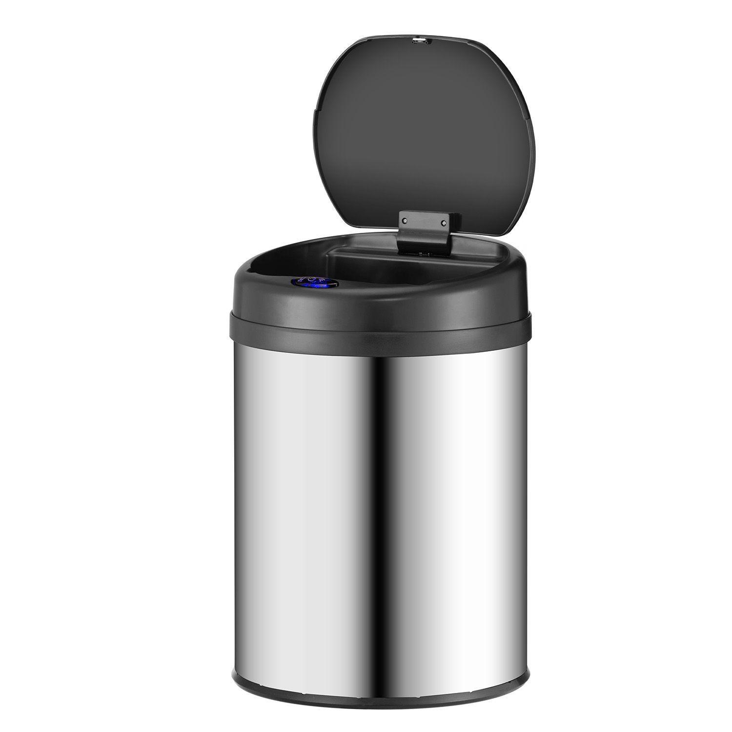 MÜLLEIMER rund 30L silber mit Sensor - Silberfarben, Metall (31/52/31cm) - Juskys