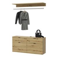 GARDEROBEN-SET in Artisan Eiche 121 cm, Komplettset mit Kleiderstange - Schwarz/Eiche Artisan, Holzwerkstoff/Metall (121/79/34cm) - Inn.Furn