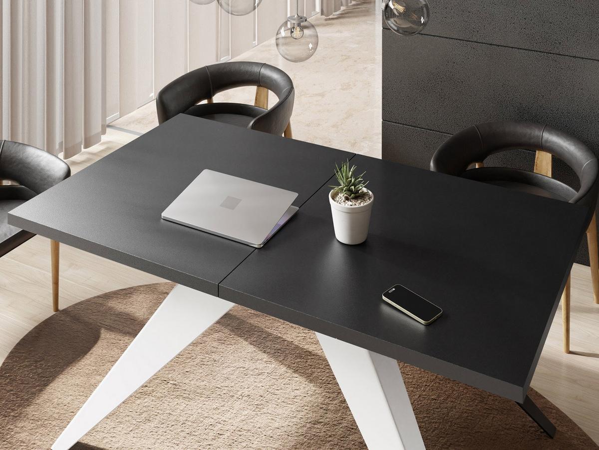 ESSTISCH Vance Weiß rechteckig ausziehbar, Schwarz 140-240/80/76 cm - Schwarz/Weiß, Holzwerkstoff/Metall (80/240/76cm) - WFL GROUP