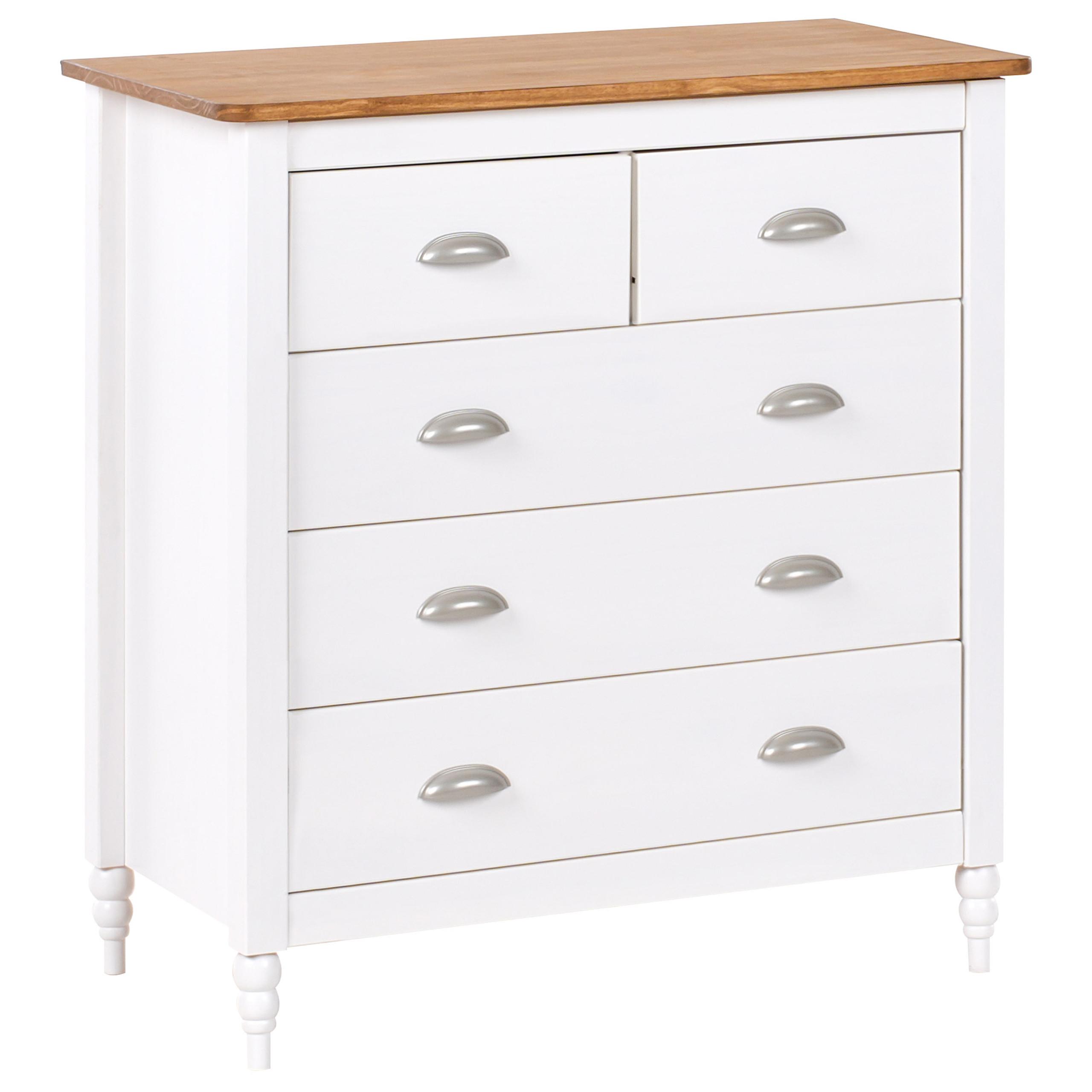 KOMMODE mit 5 Schubladen Kiefernholz Weiß Shillington - Weiß, Holz (79/83/40cm) - Beliani