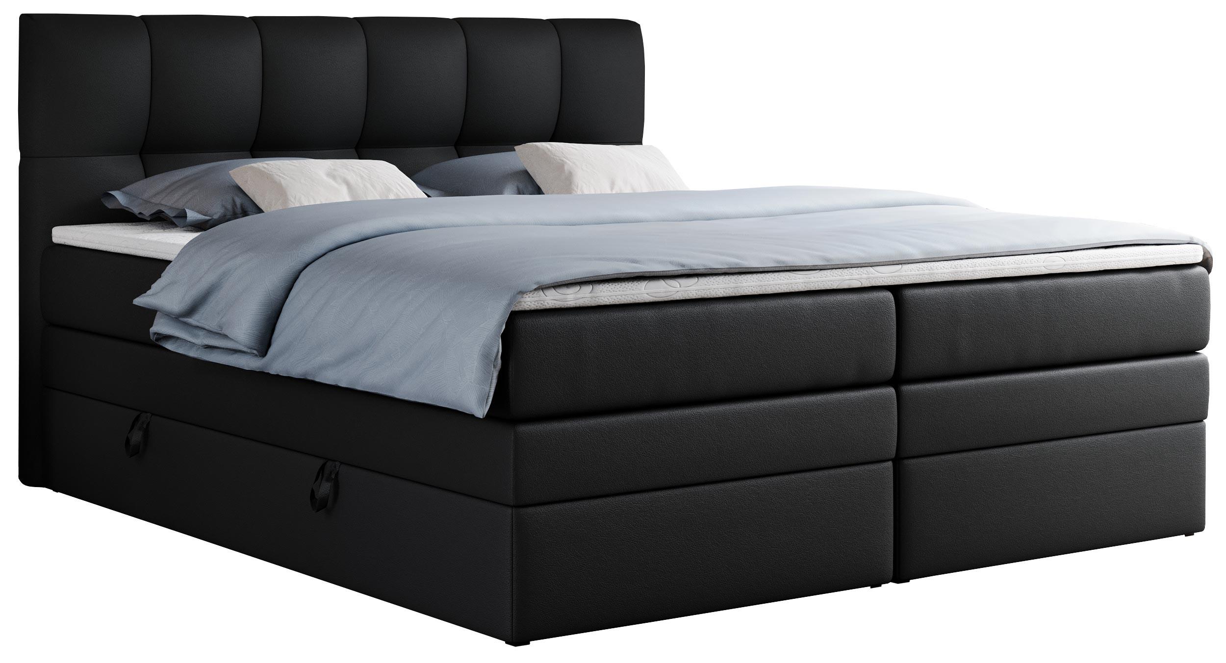 BOXSPRINGBETT ALVIN KING 200/200 Schwarz Kunstleder - H3 - Schwarz, Holz/Textil (200/200cm) - MKS
