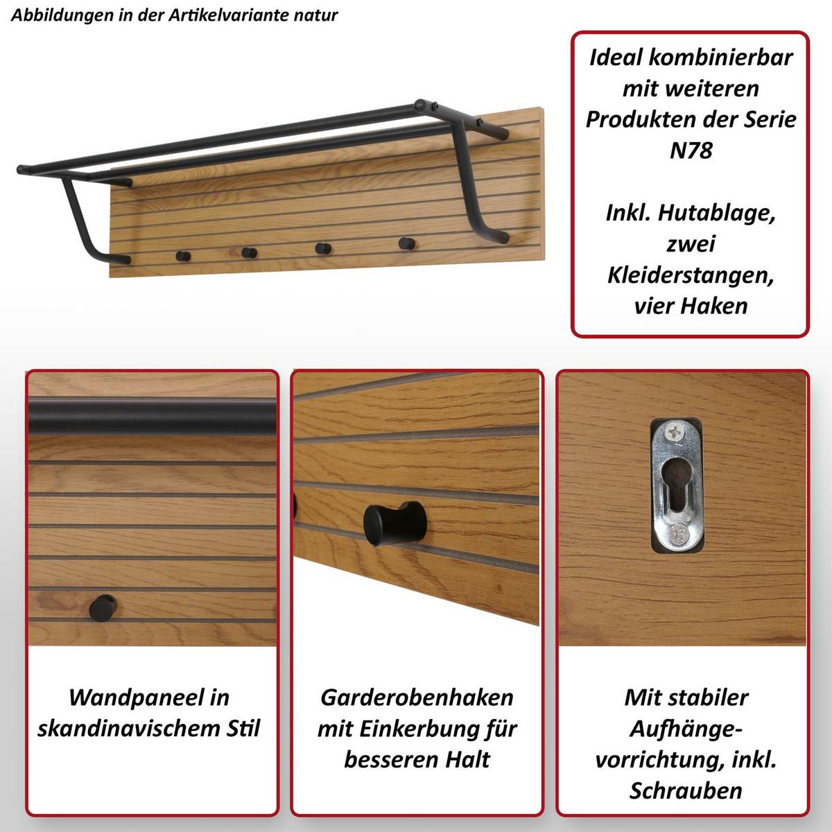 WANDGARDEROBE Braun - Braun, Holz (80/20/27cm) - MCW